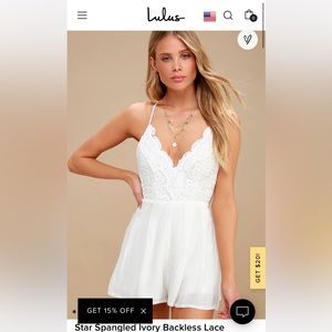 Star Spangled Ivory Backless Lace Romper